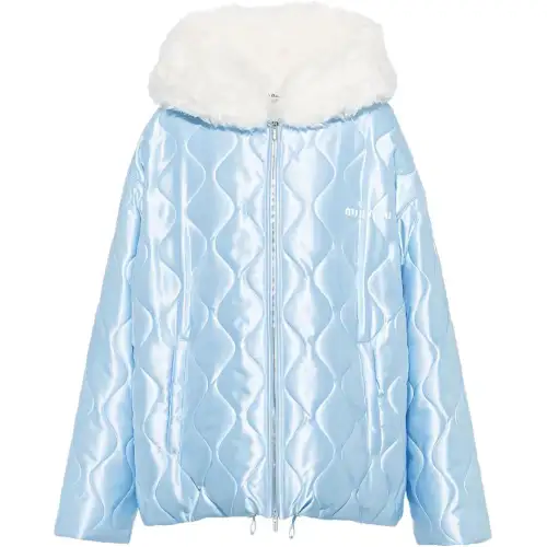 MIU MIU Jackets Women's Blue Hooded Moderate Other