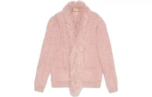 GUCCI Knitwear Women's Light Pink V Neck Moderate Cardigan