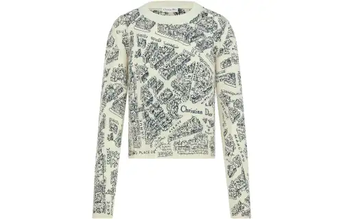 DIOR Knitwear Women's Ecru Crew Neck Moderate Other