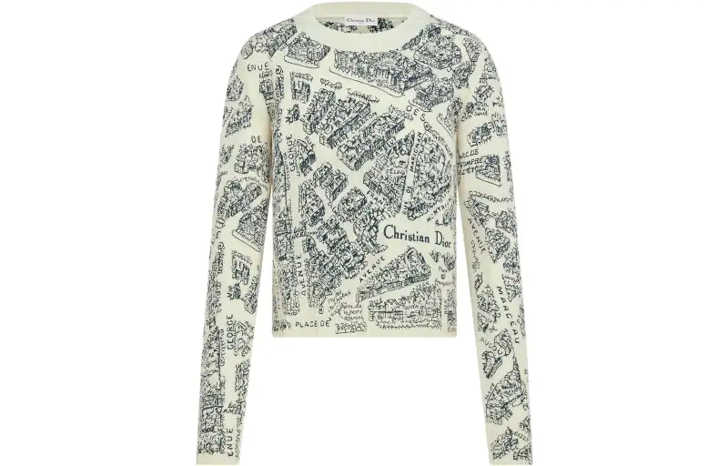 DIOR Knitwear Women's Ecru Crew Neck Moderate Other