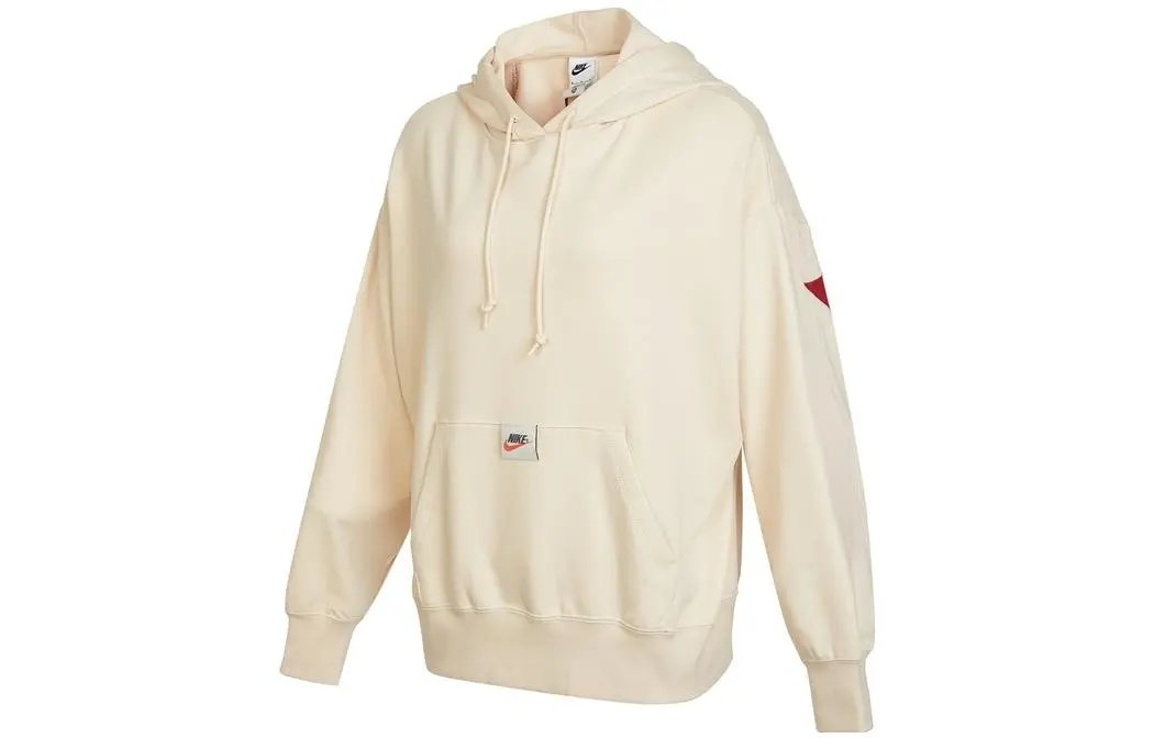 Nike Women'ss Drawstring Hooded Long-Sleeve Sweatshirt Beige