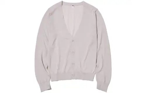UNIQLO Knitwear Women's Light Gray V Neck Moderate Cardigan
