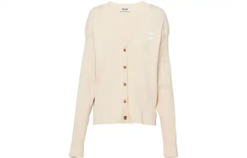 Miu Miu embroidered-logo V-neck cardigan
