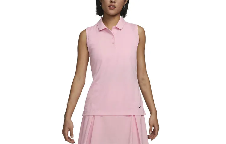 Nike Polo Shirts Women's Pink Polo Collar Moderate Nipped-in Waist