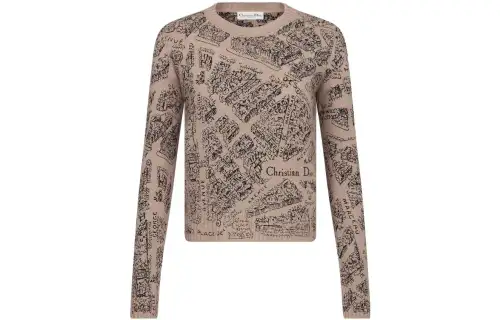 DIOR Knitwear Women's Beige Crew Neck Moderate Other