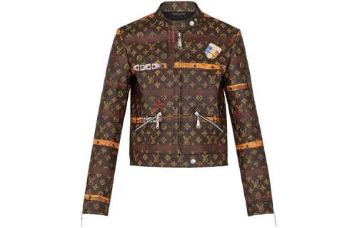 LOUIS VUITTON Leather Jacket Women's Brown