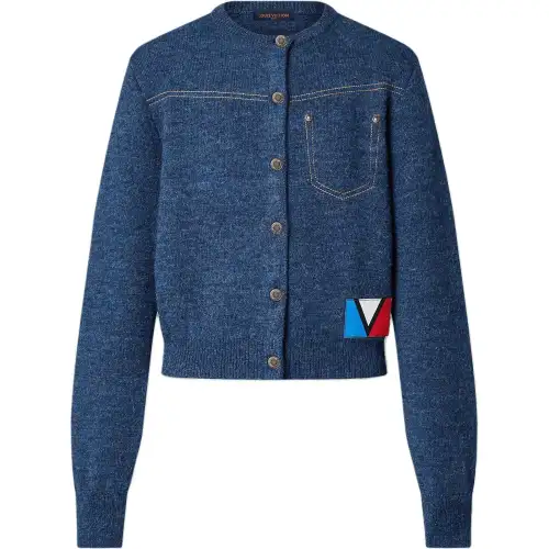 LOUIS VUITTON Denim-Effect Knit Cardigan