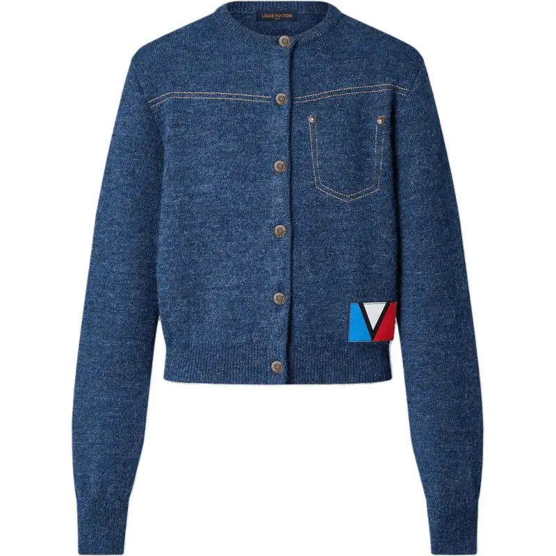 LOUIS VUITTON Denim-Effect Knit Cardigan