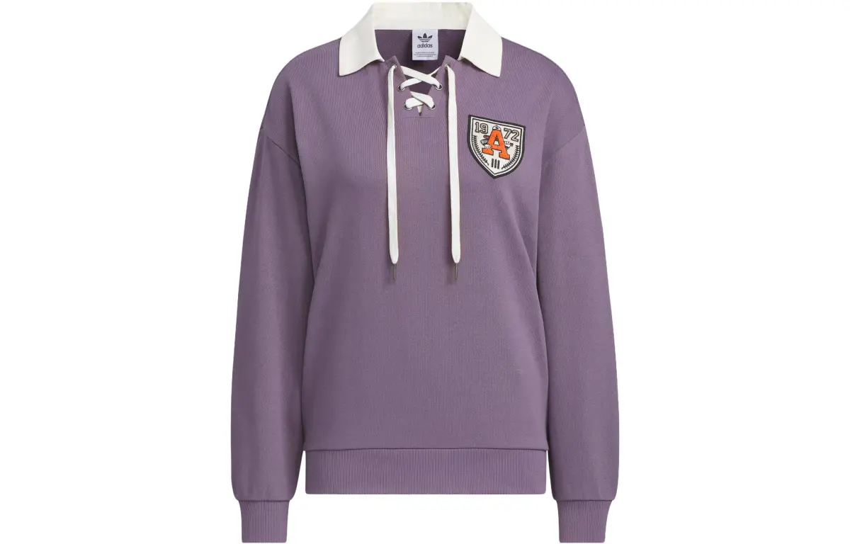 Adidas Originals Sweatshirts Women's Dark Gray Violet V-neck Moderate Straight Fit