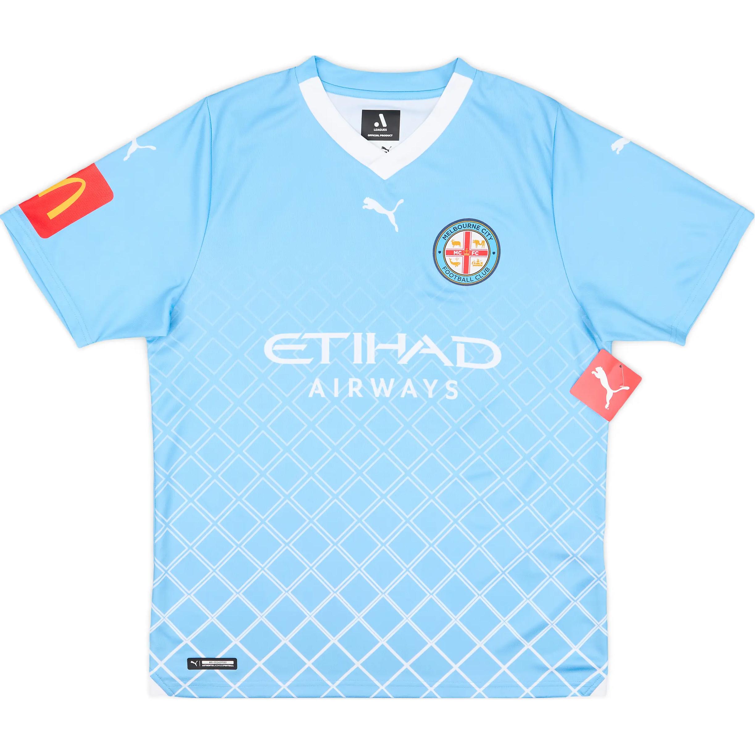 PUMA Home 2023 24 Melbourne City Soccer Jersey Unisex Light Blue