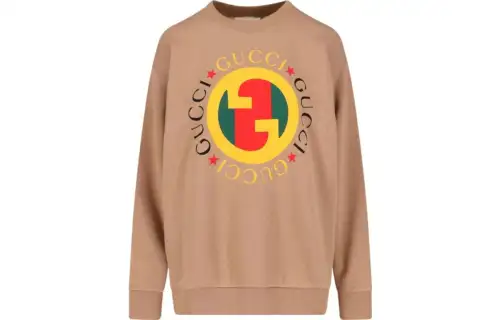 GUCCI Sweatshirts Women's Brown Crew Neck Moderate Regular