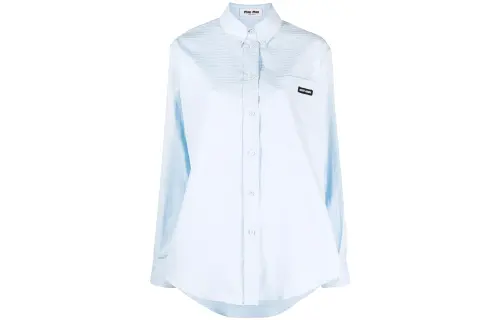 MIU MIU Logo print Long sleeve Poplin Shirt