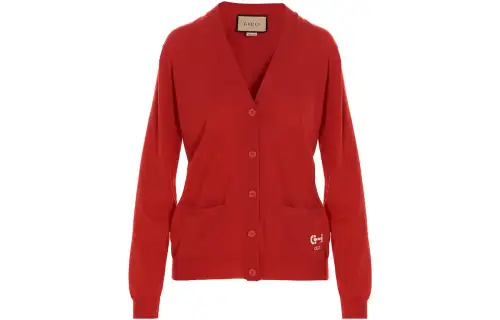 GUCCI Knitwear Women's Red V Neck Moderate Other