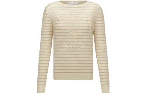 DIOR Cashmere Sweaters Women's Gold Crew Neck Moderate