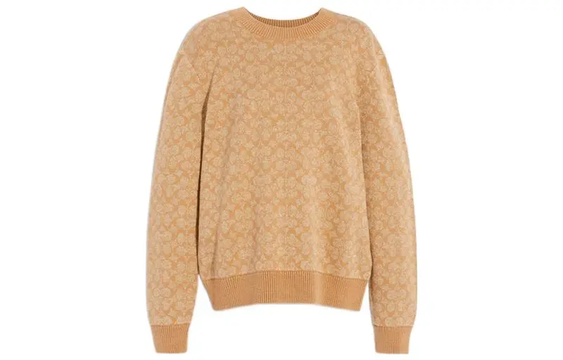 COACH Sweatshirts Women's Camel Crew Neck Moderate Regular