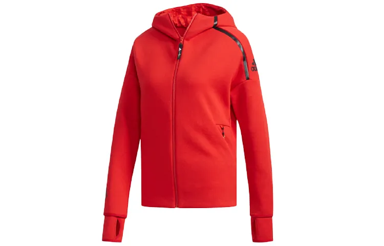 Adidas Jackets Women's Red Hooded Moderate Other