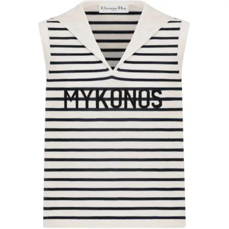 DIOR Tank Tops Women's Blue V Neck Moderate Straight Fit