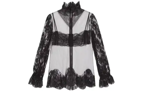 GUCCI Shirts Women's Black Stand Collar Moderate