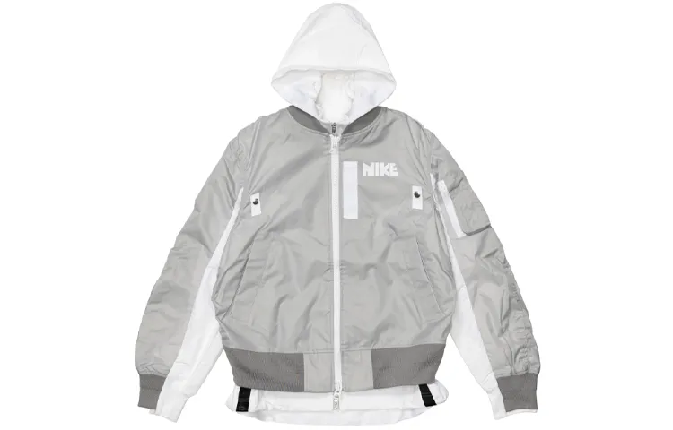 Nike X Sacai Layered Bomber Jacket Grey Fog Women'ss