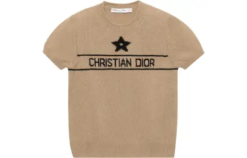 DIOR Quarterly New Products Cashmere Sweaters Women's Light Umber Crew Neck Moderate