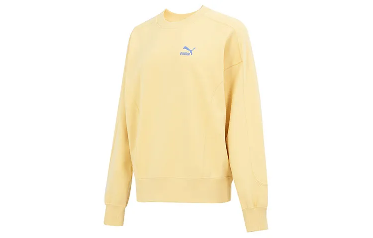 PUMA Sweatshirts Women's Yellow Crew Neck Moderate Regular
