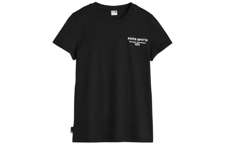 PUMA TEAM T-Shirts Women's Black Crew Neck Moderate Straight Fit