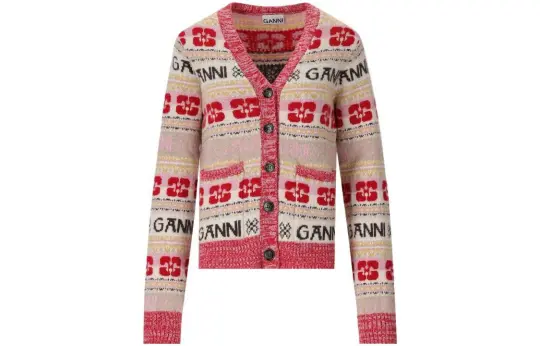 GANNI V-Neck Long-Sleeved Cardigan