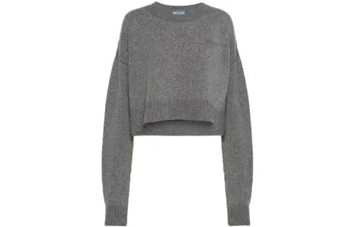 PRADA Cashmere Sweaters Women's Gray Crew Neck Moderate