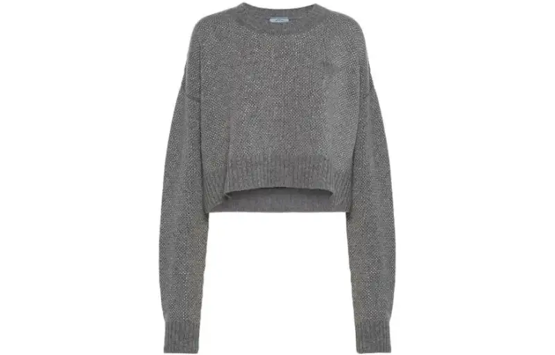 PRADA Cashmere Sweaters Women's Gray Crew Neck Moderate