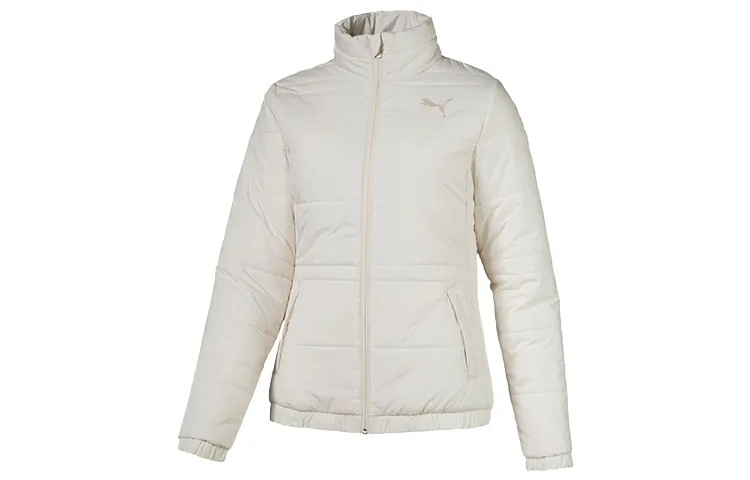 PUMA ESS Jackets Women's Ecru Stand Collar Moderate Pilot