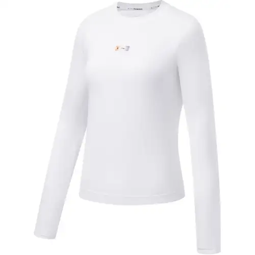 Li Ning T Shirts Women's Ecru Crew Neck Moderate Straight Fit