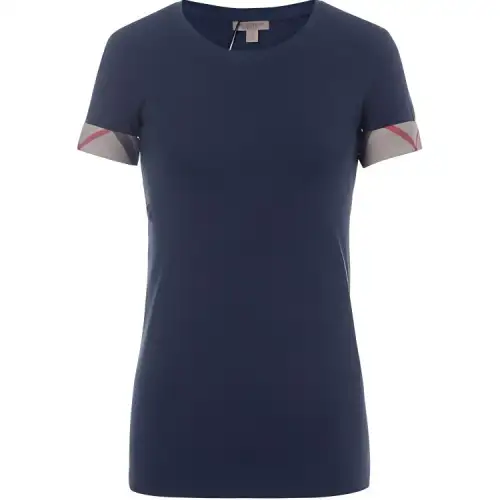 Burberry T Shirts Women's Blue Crew Neck Moderate