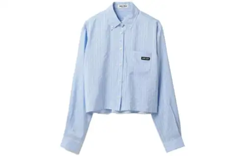 MIU MIU Shirts Women's Blue Pointed Collar Moderate Other