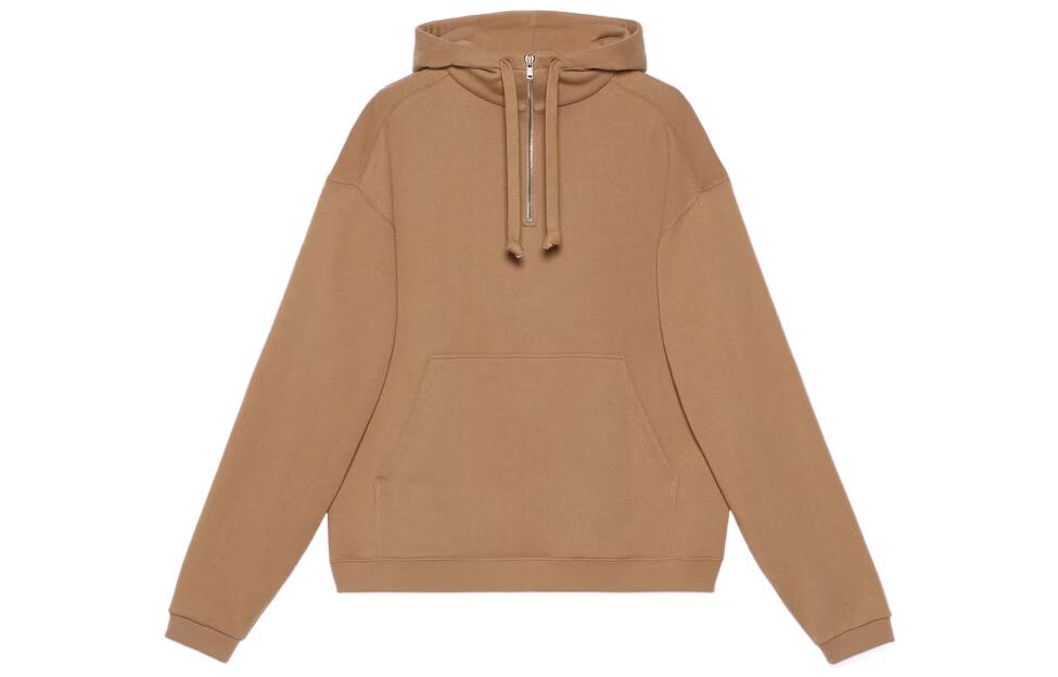 GUCCI Women's Vintage Logo Half Zip Sweatshirt Camel