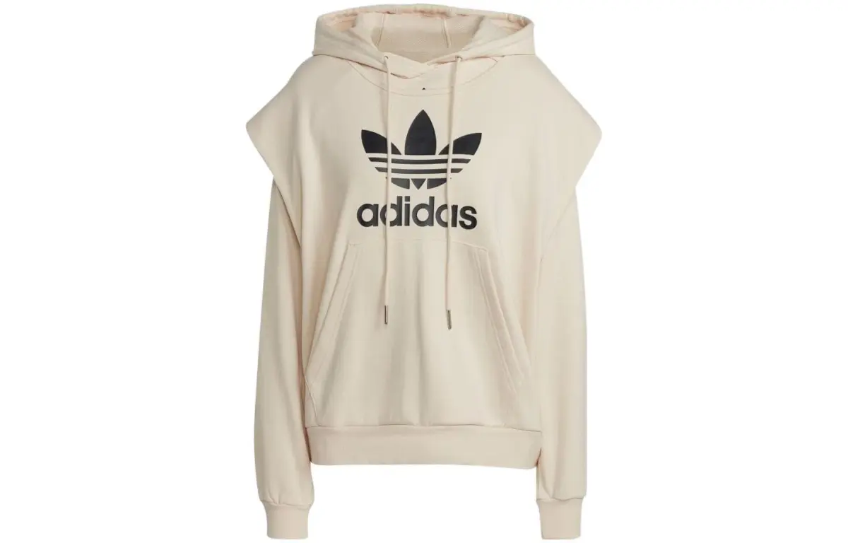 Adidas Originals Sweatshirts Women's Beige Yellow Hooded Moderate Regular