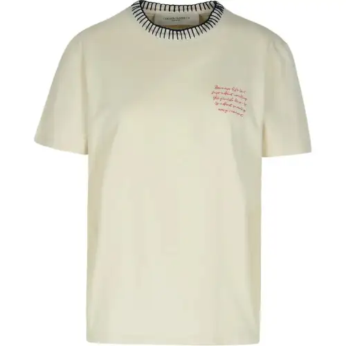 Golden Goose Slogan Embroidered Crew Neck T Shirt