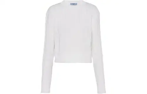 Prada logo-intarsia cable-knit jumper