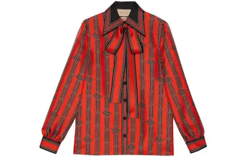 GUCCI Shirts Women's Red Pointed Collar Moderate Other
