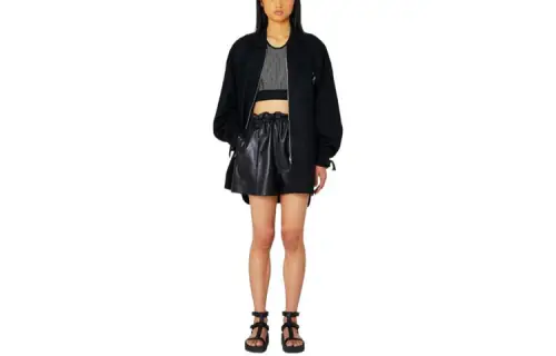HERMES Jackets Women's Black Baseball Collar Moderate Other