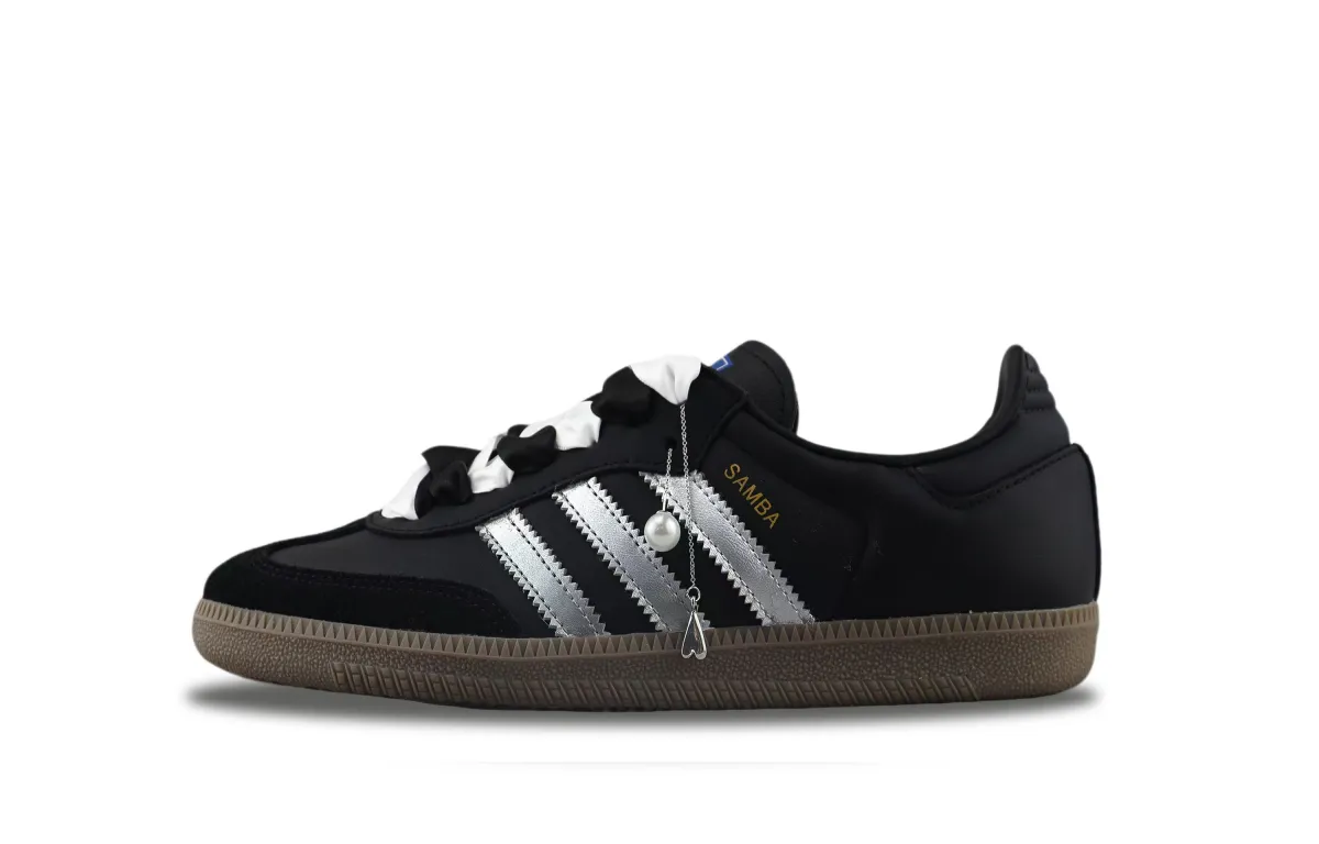 Adidas Originals SAMBA OG Slip Resistant, Abrasion Resistant, Lightweight Low top Skateboard Shoes Unisex Black Silver