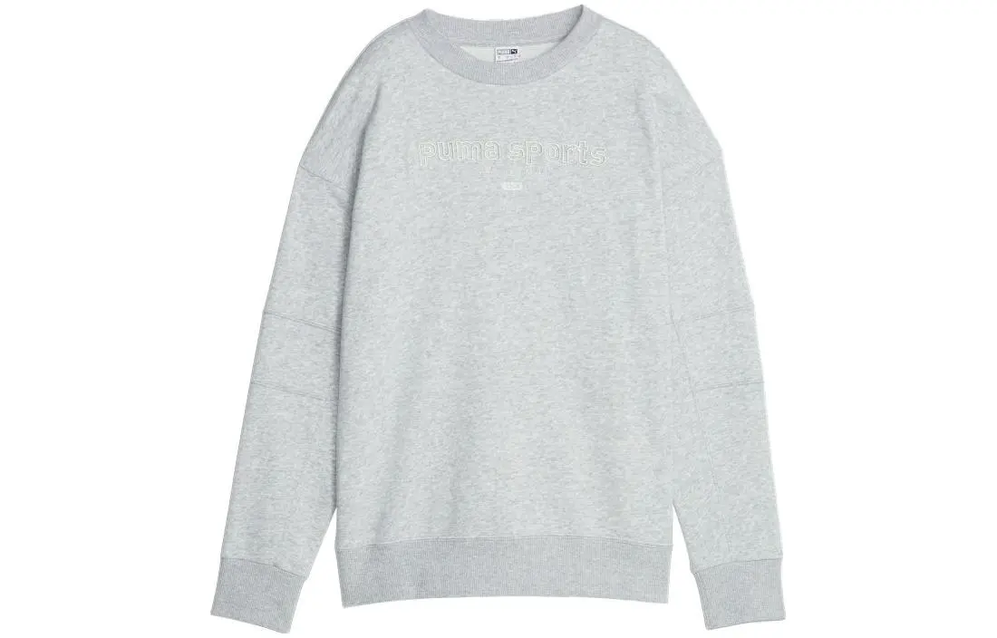 PUMA Sweatshirts Women's Light Mixed Gray Crew Neck Moderate Regular