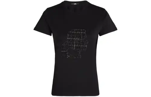 KARL LAGERFELD / Karl Lagerfeld Jeans Bouclé-detail Crew-neck T-shirt