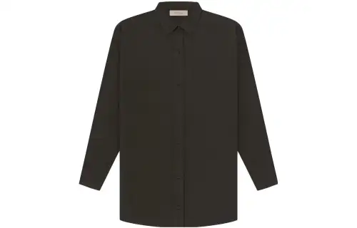 Fear of God Essentials Drop2 SS23 Womens LS Oxford off black solid color casual loose long-sleeved shirt women's light black