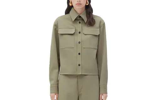 Bottega Veneta Shirts Women's Travertine Green Lapel Moderate Other