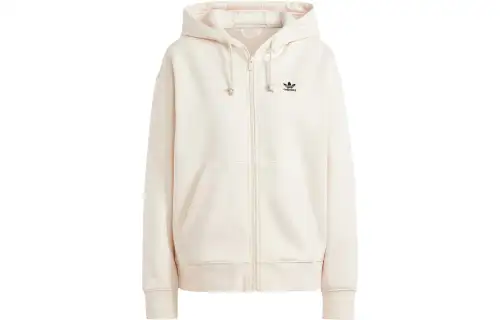 Adidas Originals Essential Essentials Full Zip Boyfriend Hoodie Sweatshirt Women's Beige