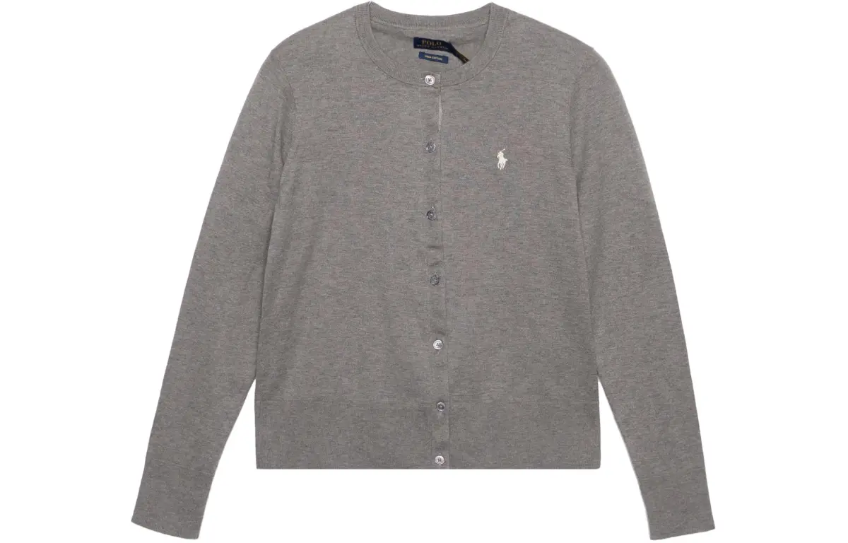 Polo Ralph Lauren Women's Logo-intarsia Single-Breasted Knitwear Grey