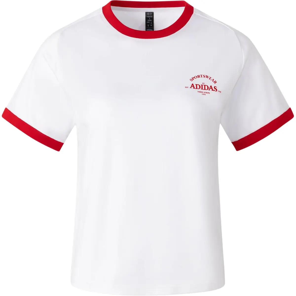Adidas T-Shirts Women's White Crew Neck Moderate Straight Fit