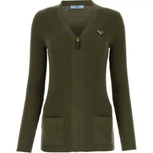 PRADA Knitwear Women's Green V Neck Moderate Other