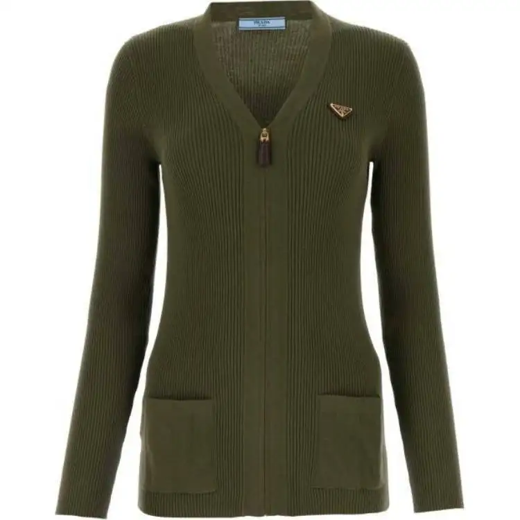 PRADA Knitwear Women's Green V Neck Moderate Other
