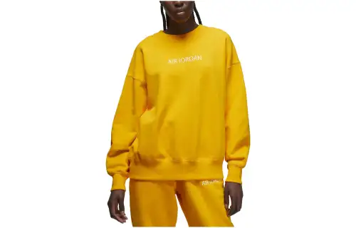 Jordan Air Sweatshirts Women's Yellow Crew Neck Moderate Other